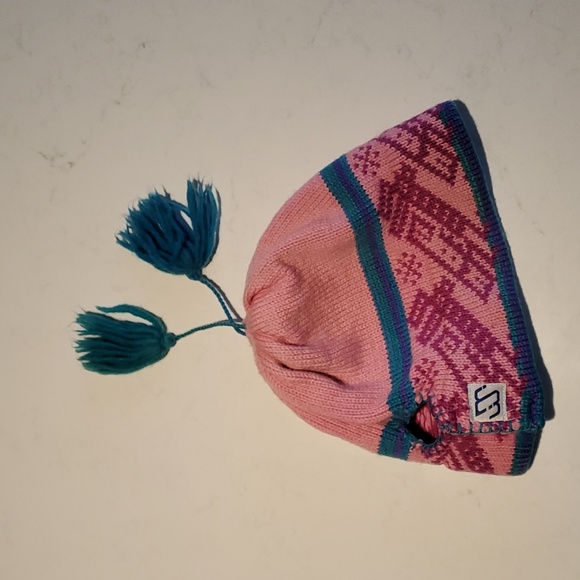 Merkley Headgear Canada Ski Hat Beanie Cap Toque Pink Women's Aztec Adjustable - Picture 1 of 6